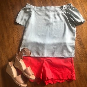 NWT Thread & Supply off the shoulder chambray top